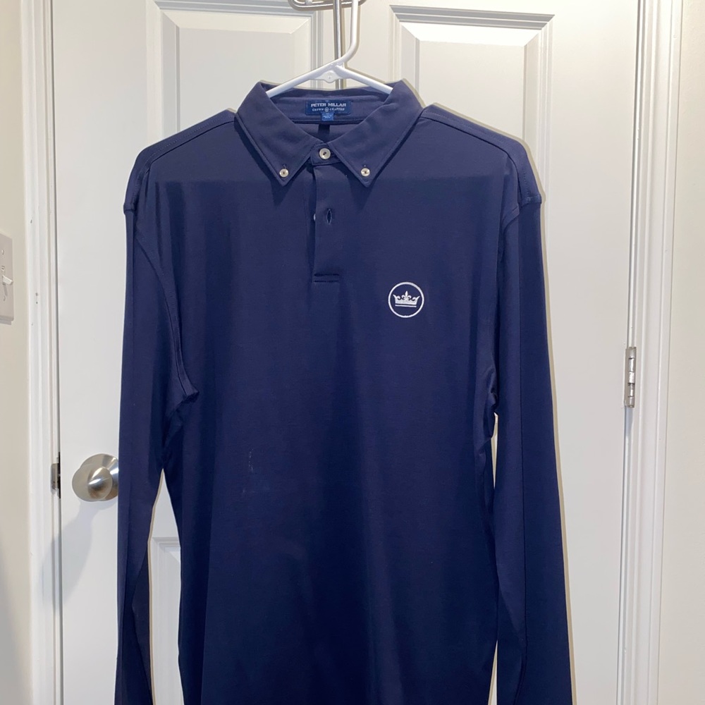 Peter Millar golf polo sz M PGA TOUR LOGO long sleeve